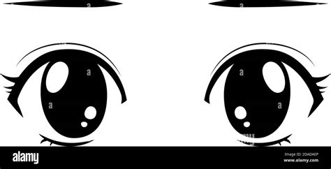 This is a illustration of Cute anime-style big black eyes in normal ...