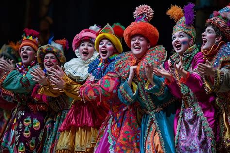 Premium Photo | Classic British pantomime performers in brightly ...