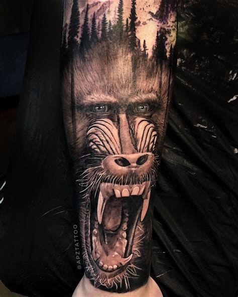 Baboon Tattoo Hecho por: @Apz tattoo Design: #baboontattio #baboon ...