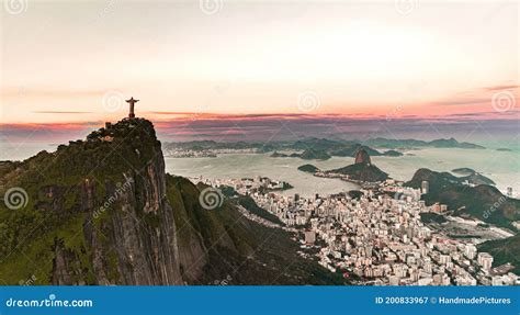 Cristo Redentor Statue in Rio De Janeiro Aerial Shot during a ...