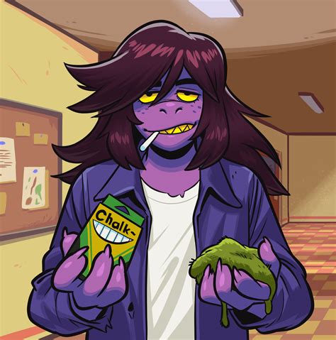 Susie Deltarune Munching Chalk With Two Snacks One of Them Mossy ...