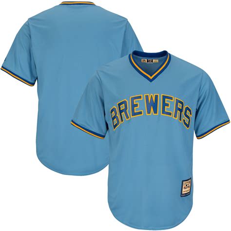 Majestic Milwaukee Brewers Light Blue Cooperstown Collection Replica ...