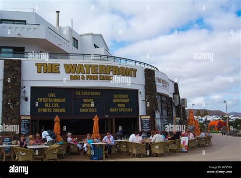 Restaurants and bars, Costa Teguise, Lanzarote, Canary Islands, Spain ...