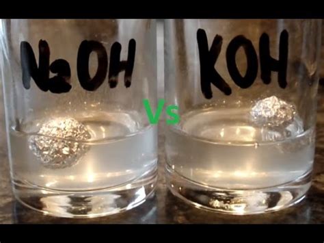 Sodium hydroxide Vs Potassium hydroxide reaction with Aluminum - YouTube