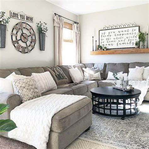 Grey Farmhouse Living Room in 2020 (With images) | Farmhouse decor ...