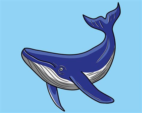 una linda ballena azul en el diseño de ilustraciones vectoriales ...