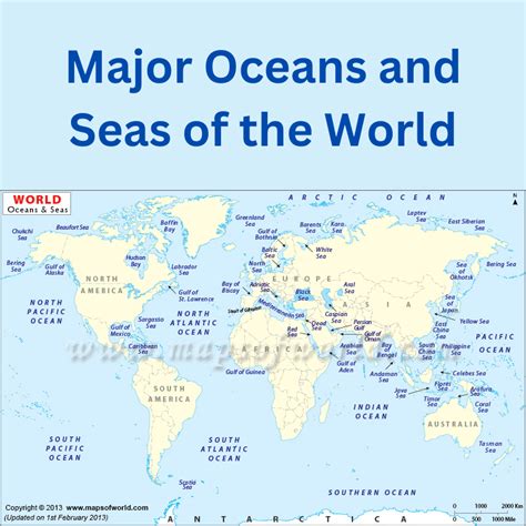 Major Oceans And Seas Of The World Map - Dorice Jeannette