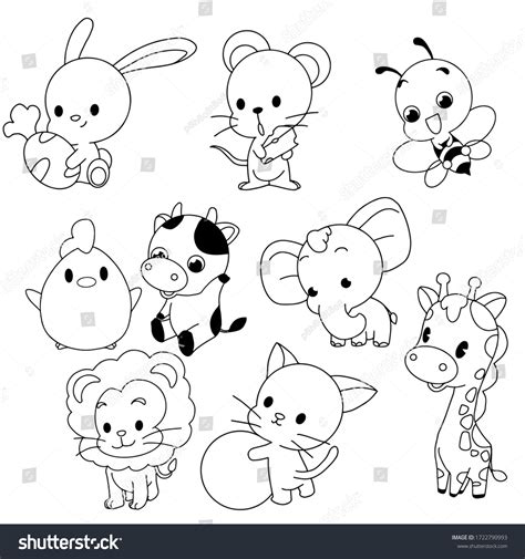 Set Cute Animal Doodle Icon Hand Stock Vector (Royalty Free) 1722790993 ...