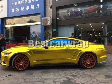 2018 2017 Satin Chrome Gold Vinyl Car Wrap Film With Air Bubble Free ...