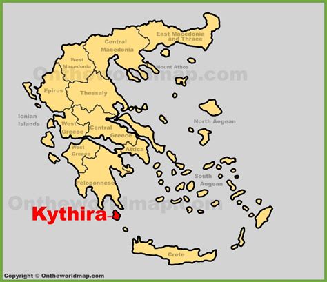 Kythira location on the Greece map - Ontheworldmap.com