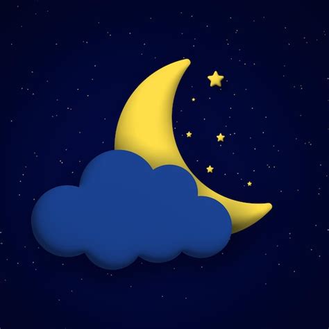 Premium Vector | Cute night sky background with 3d cloud moon and stars ...