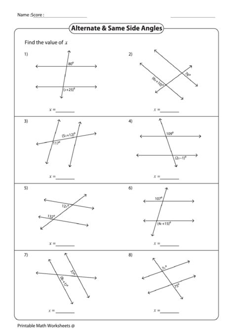 Alternate Interior Angles Worksheet Pdf | Review Home Decor