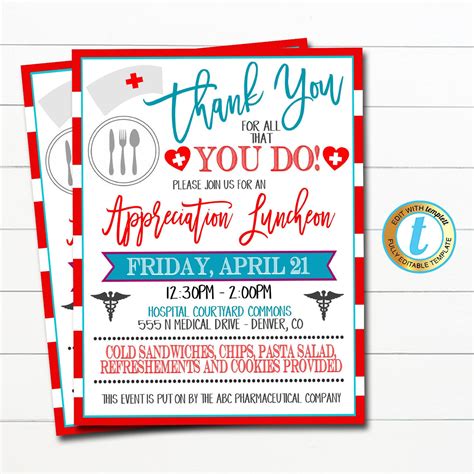 Nurse Appreciation Luncheon Invitation | TidyLady Printables