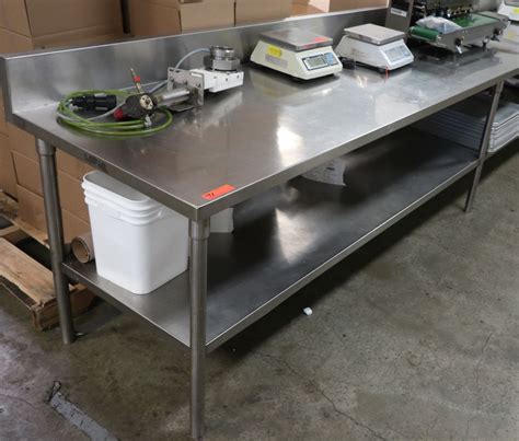 Extra Long Stainless Steel Prep Table w/ Backsplash & Undershelf 236" x ...