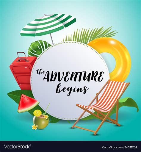 Adventure begins inspirational quote Royalty Free Vector