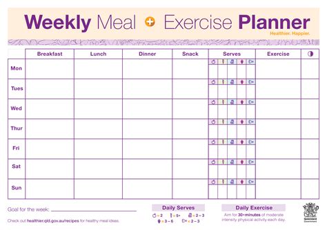 Weekly Meal Exercise Planner - How to create a Weekly Meal Exercise ...