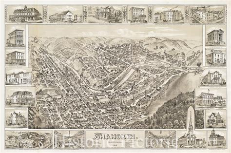 Historical Map, Shamokin : Pennsylvania, 1884, Vintage Wall Art - 57in ...