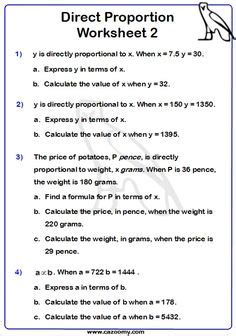 7 Direct and inverse proportion ideas | proportions worksheet, 7th ...