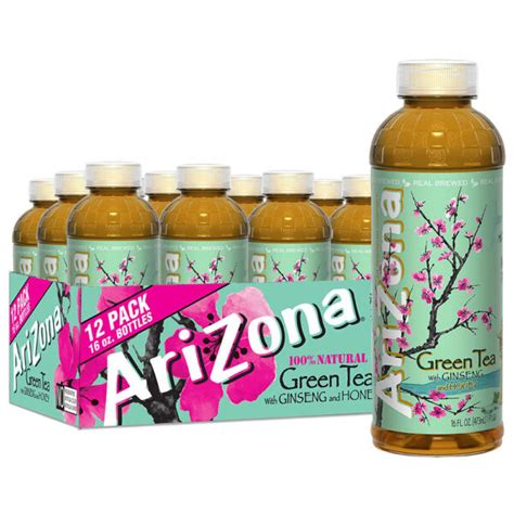 AriZona Green Tea with Ginseng & Honey, 16 Fl Oz (Pack of 12) - Healthystic