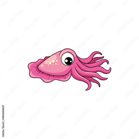 Shell squid cartoon personage with face and eyes isolated underwater ...