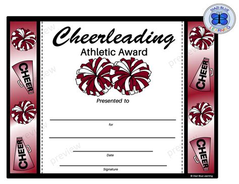 Cheerleading Certificate, Cheerleading Award, Editable Cheerleading ...