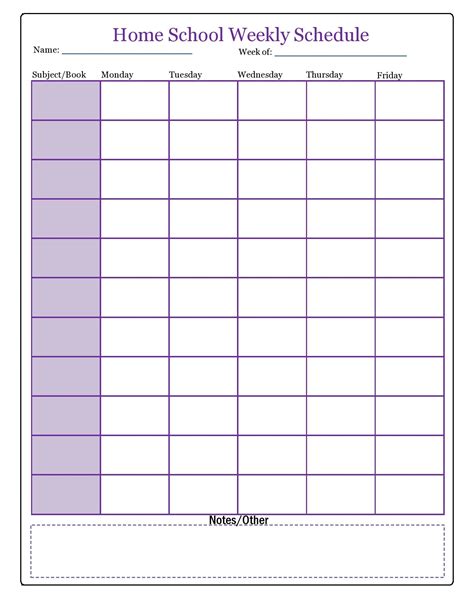 Free Printable Homeschool Schedule Template - Free Printable Worksheet