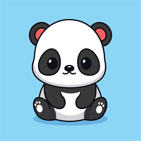 Cute kawaii baby panda sitting cartoon character vector icon ...