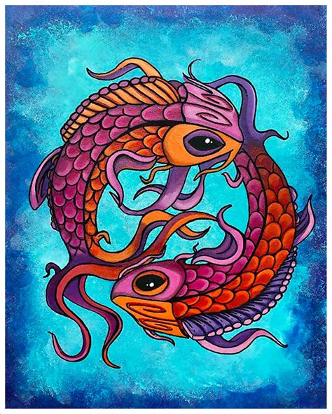 Pisces Art Print, Pisces Fish, Koi Fish, Fish Art, Art Print, 8x10 ...