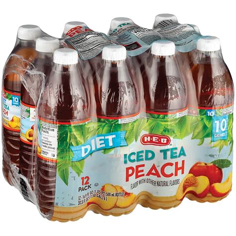 H-E-B Diet Peach Iced Tea 16.9 oz Bottles - Shop Tea at H-E-B