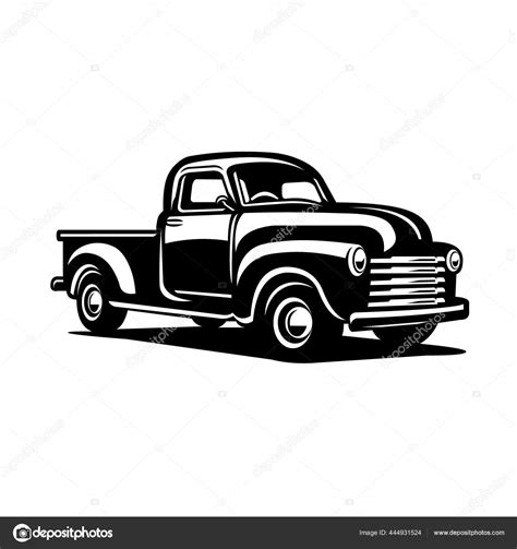 Silhouette Illustration Classic Retro Style Pickup Truck Isolated White ...