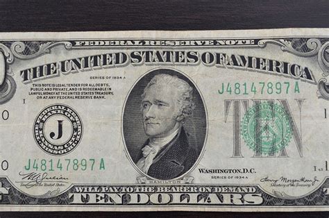 1934 Vintage Ten Dollar Bill, Collectible Currency, Old 10 Dollar ...