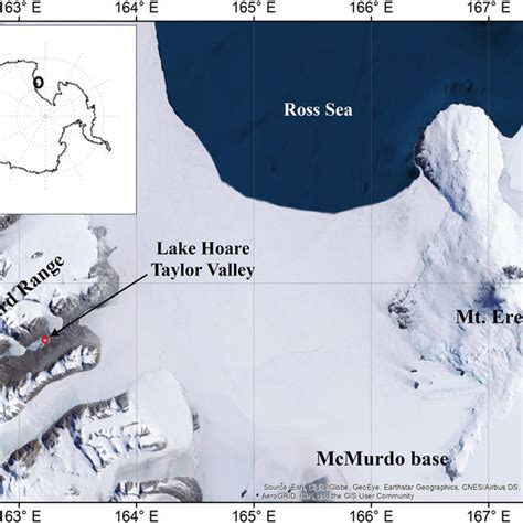 Map of McMurdo Dry Valleys, Antarctica. Lake Hoare station is located ...