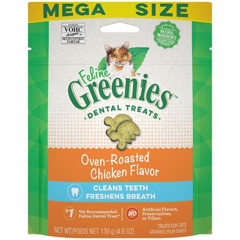 Greenies Natural Oven Roasted Chicken Flavor Adult Dental Cat Treats, 4 ...