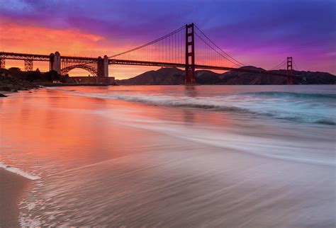 Golden Gate Bridge At Sunset by J. Andruckow