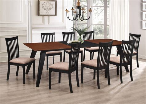 Verona 9 Piece Formal Dining Room Set, Walnut Black Wood & Light Brown ...