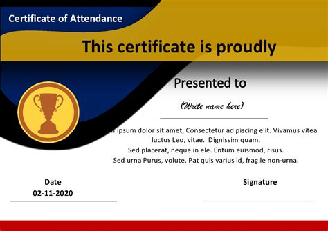 49 Free Certificates of Attendance Templates (Word)