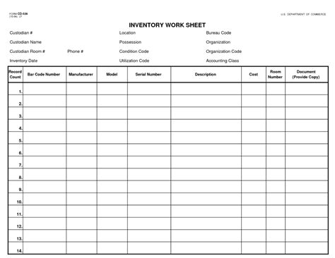 Inventory Sheet Template - SampleTemplatess - SampleTemplatess