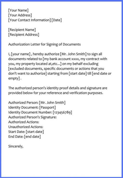 Sample Authorization Letter to Sign Documents on My Behalf | Lettering ...