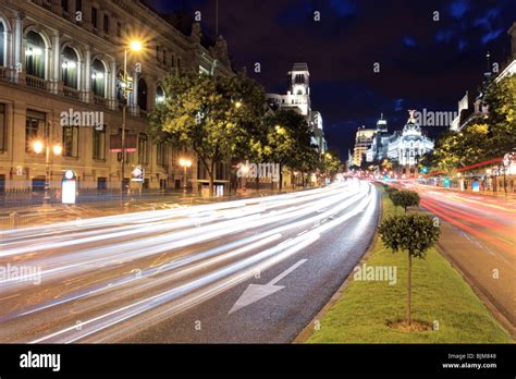 Gran via street in Madrid at night Stock Photo - Alamy