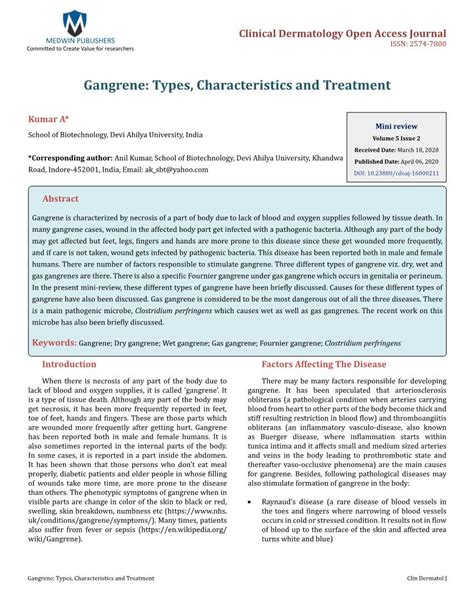 Gangrene: Types, Characteristics and Treatment - DocsLib