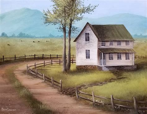 Valley Farmhouse 20x16 Original acrylic painting by Ben | Etsy ...