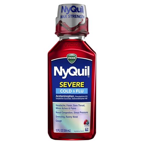 Vicks NyQuil Severe Cough, Cold, Flu, Medicine, Berry, 12 fl oz ...