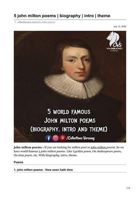 5 john milton poems biography intro theme