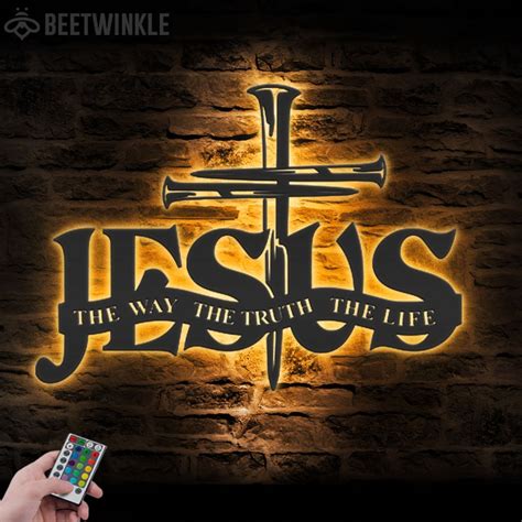 Jesus the Way the Truth the Life Metal Wall Art LED Light Christ Sign ...