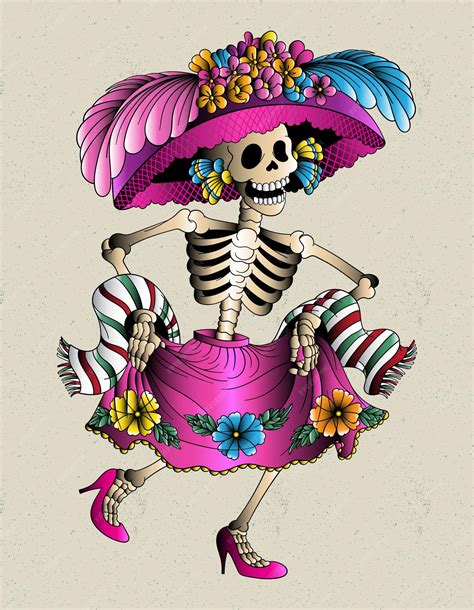 Premium Vector | Catrina mexican skull