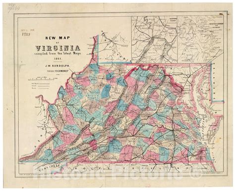 Historic 1861 Map - New map of Virginia : compiled from The Latest maps ...