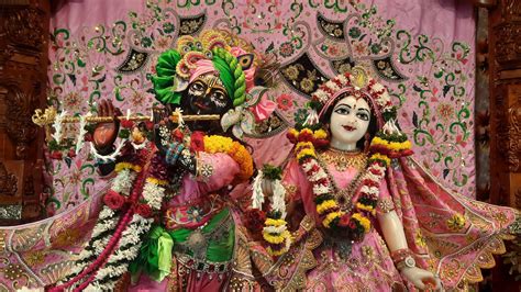 Download Krishna And Radha In ISKCON Temple Wearing Pink Wallpaper ...