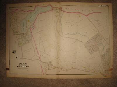 ANTIQUE 1911 GREENBURG now GREENBURGH NEW YORK HANDCOLORED MAP ...