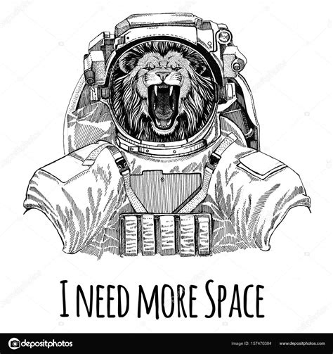 Lion wearing space suit Wild animal astronaut Spaceman Galaxy ...