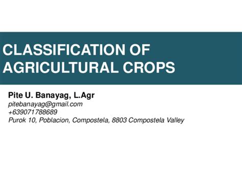 (PDF) Agricultural Crop Classification: Types and Uses